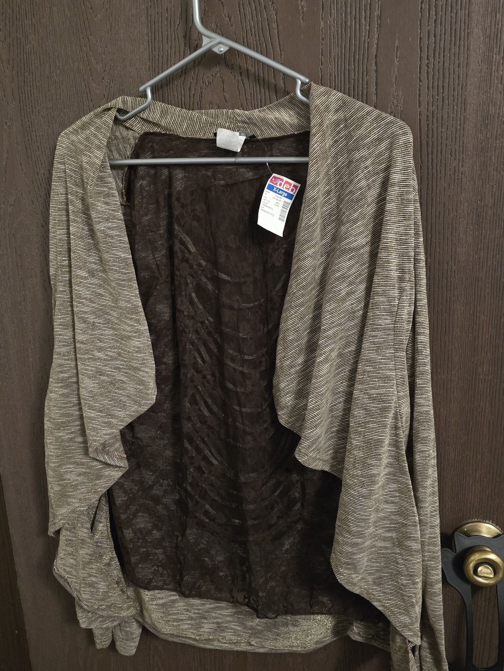 Deb Olive-Taupe Open-Front Draped‎ Cardigan